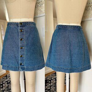 Vintage American Apparel Denim Button Front A-line Mini Skirt